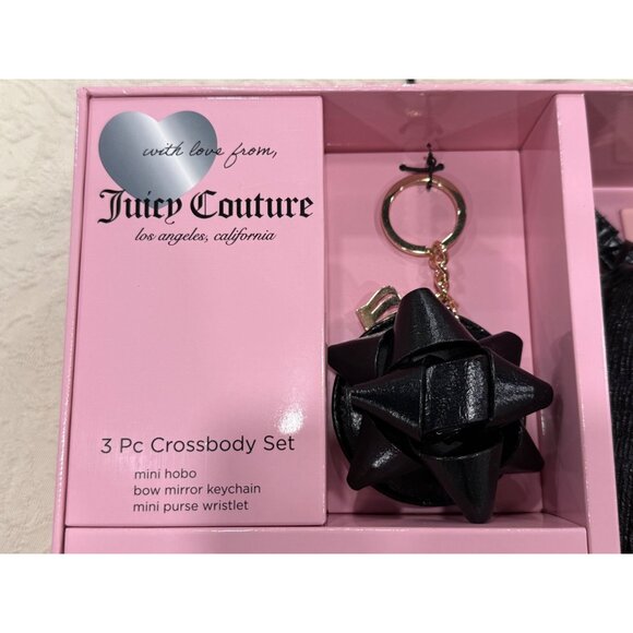Juicy Couture Women’s 3 Piece Sequin Mini Hobo Bag with Wristlet Keychain Gift - Picture 5 of 7